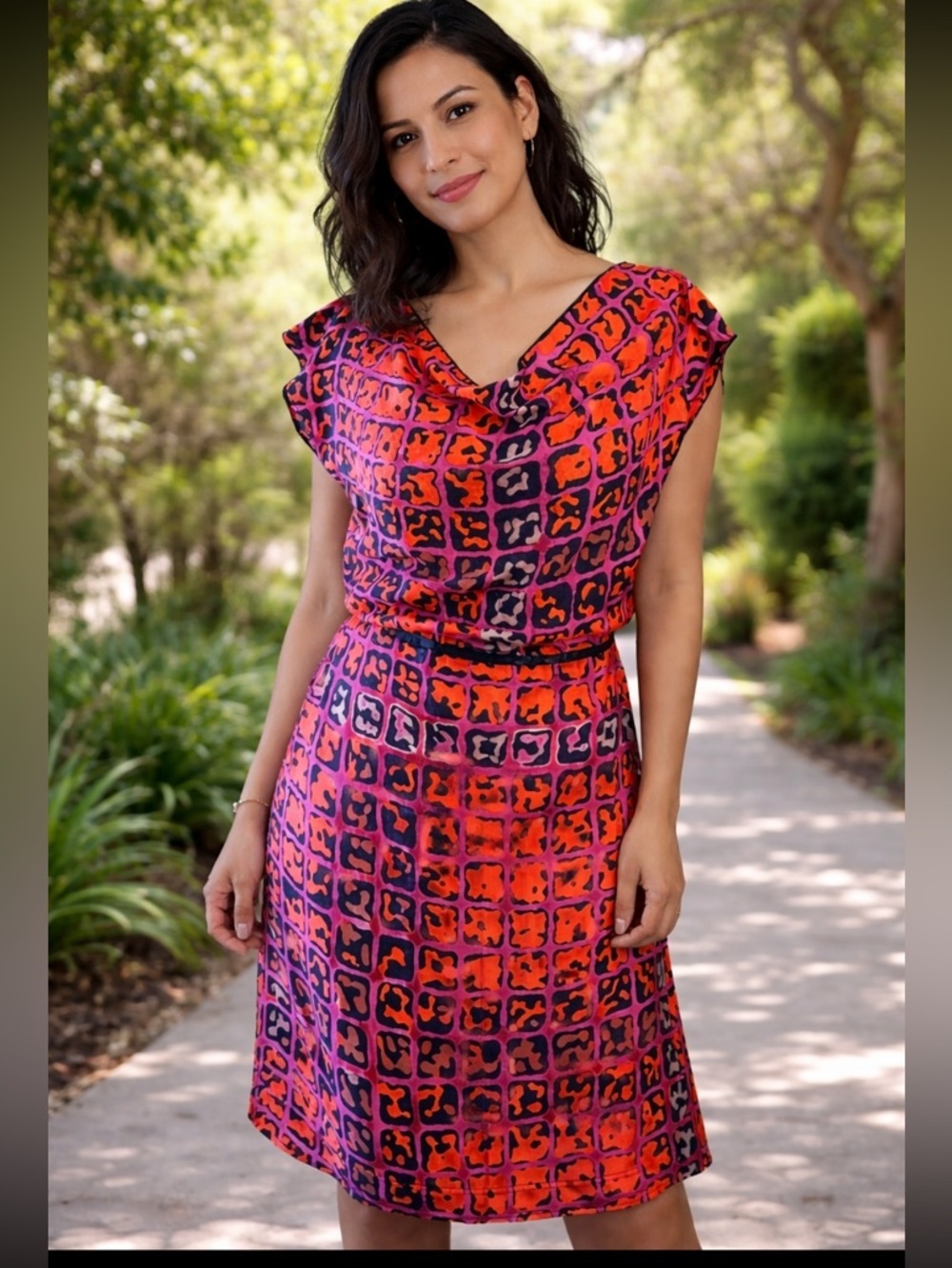 Vibrant Valentine Pink and Purple Silk  Dress